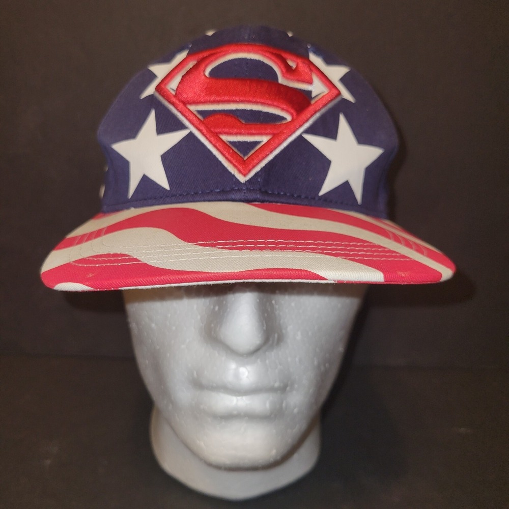 Six Flags Superman American USA Flag Stars & Stripes Snapback Hat‎ Cap